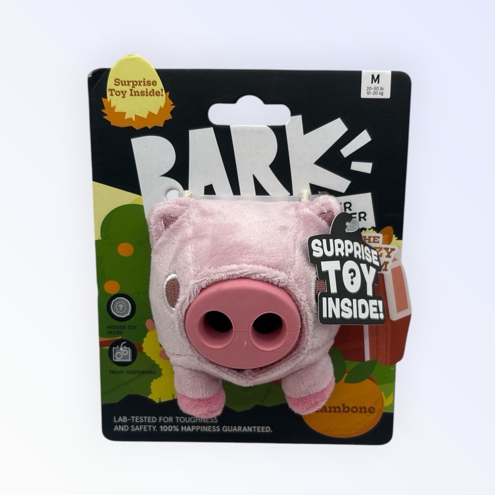 BarkBox‎ Super Chewer 2 in 1 Hambone Pig Durable Treat Dispensing Dog Toy 3.5"